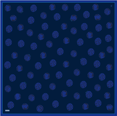 Lacivert Geometrik Desen %100 Twill İpek Eşarp 4427-34
