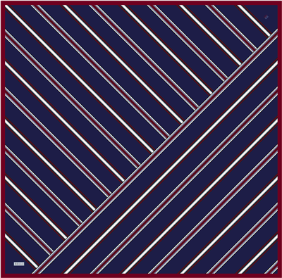 Lacivert Geometrik Desen %100 Twill İpek Eşarp 4405-53