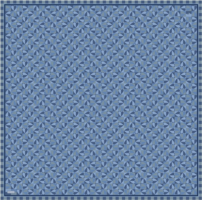Lacivert  Obje Desen %100 Twill İpek Eşarp 4322-56