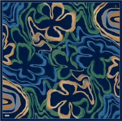 Lacivert Soyut Desen %100 Twill İpek Eşarp 4301-84