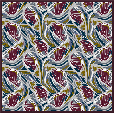 Lacivert Soyut Desen %100 Twill İpek Eşarp 4417-36