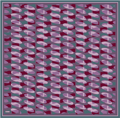 Lila Geometrik Desen %100 Twill İpek Eşarp 4420-84
