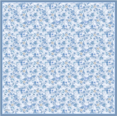 Mavi Çiçek Desen %100 Twill İpek Eşarp 4319-85