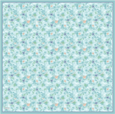 Mavi Çok Renkli Çiçek Desen %100 Twill İpek Eşarp 4319-52