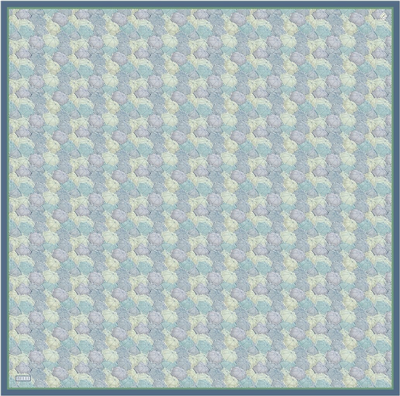 Mavi Çok Renkli Obje Desen %100 Twill İpek Eşarp 4313-51