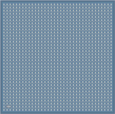 Mavi Etnik Desen %100 Twill İpek Eşarp 4308-82