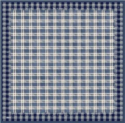 Mavi Geometrik Desen %100 Twill İpek Eşarp 4421-50