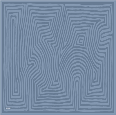 Mavi Geometrik Desen %100 Twill İpek Eşarp 4325-83