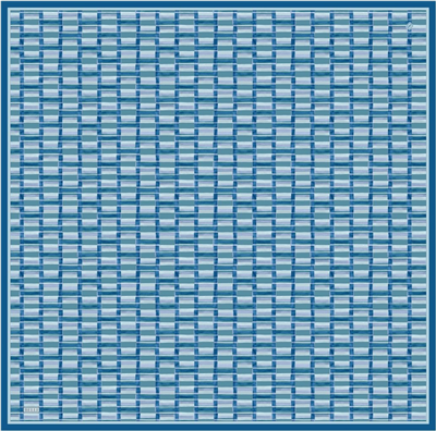 Mavi Geometrik Desen %100 Twill İpek Eşarp 4302-50