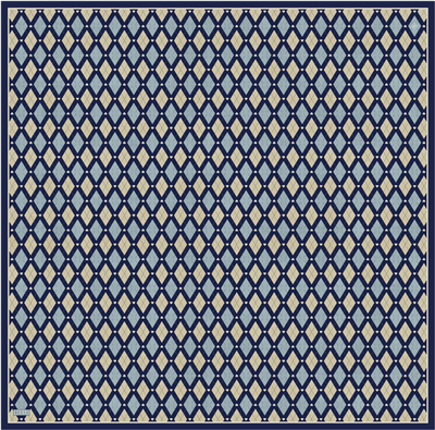 Mavi Geometrik Desen %100 Twill İpek Eşarp 4408-81