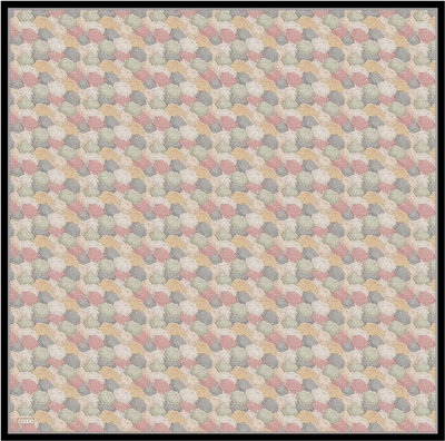 Mavi Obje Desen %100 Twill İpek Eşarp 4313-06