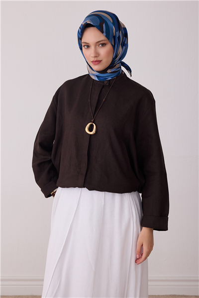 Mavi Soyut Desen %100 Twill İpek Eşarp 4414-83
