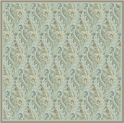 Mint Etnik Desen %100 Twill İpek Eşarp 4404-32