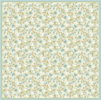 Mint Yeşili Çiçek Desen %100 Twill İpek Eşarp 4319-82