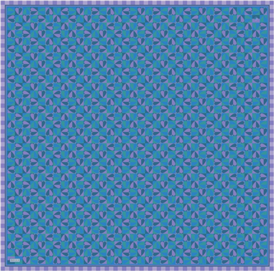 Mor Çok Renkli Obje Desen %100 Twill İpek Eşarp 4322-52