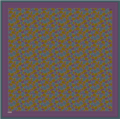 Mor Etnik Desen %100 Twill İpek Eşarp 4422-03