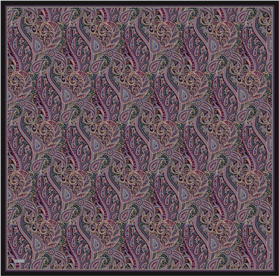 Mor Etnik Desen %100 Twill İpek Eşarp 4404-85