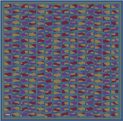Mor Geometrik Desen %100 Twill İpek Eşarp 4420-87