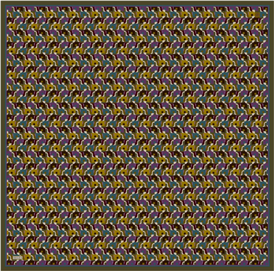 Mor Geometrik Desen %100 Twill İpek Eşarp 4402-83