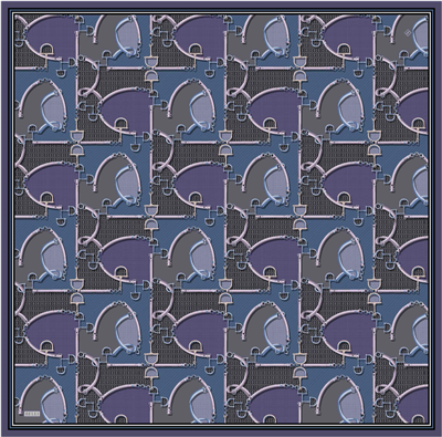 Mor Geometrik Desen %100 Twill İpek Eşarp 4400-36