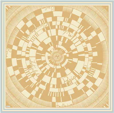 Oranj Geometrik Desen %100 Twill İpek Eşarp 4411-87