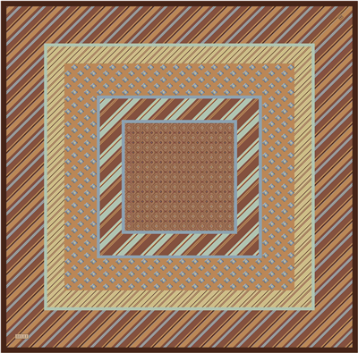 Oranj Geometrik Desen %100 Twill İpek Eşarp 4423-01