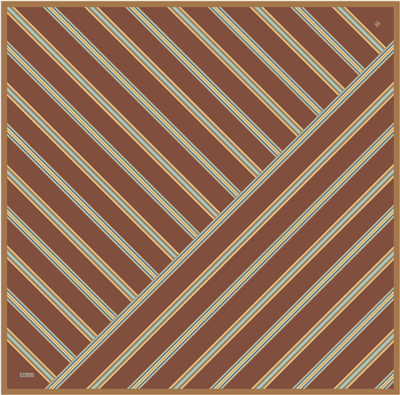Oranj Geometrik Desen %100 Twill İpek Eşarp 4405-05