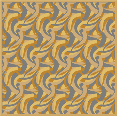 Oranj Geometrik Desen %100 Twill İpek Eşarp 4327-58