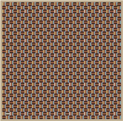 Oranj Geometrik Desen %100 Twill İpek Eşarp 4407-33
