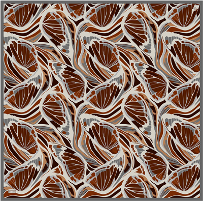 Oranj Soyut Desen %100 Twill İpek Eşarp 4417-51