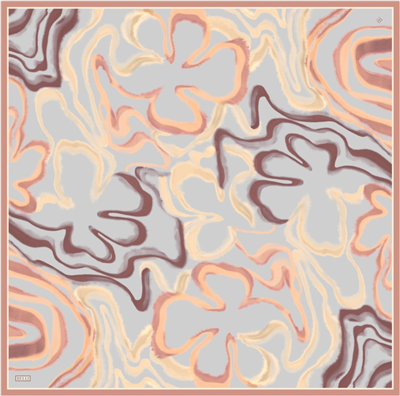 Oranj Soyut Desen %100 Twill İpek Eşarp 4301-35