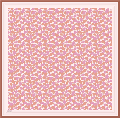 Pembe Etnik Desen %100 Twill İpek Eşarp 4422-53