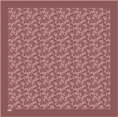 Pembe Etnik Desen %100 Twill İpek Eşarp 4422-20