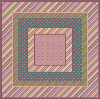 Pembe Geometrik Desen %100 Twill İpek Eşarp 4423-03