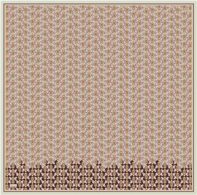 Pembe Geometrik Desen %100 Twill İpek Eşarp 4403-31