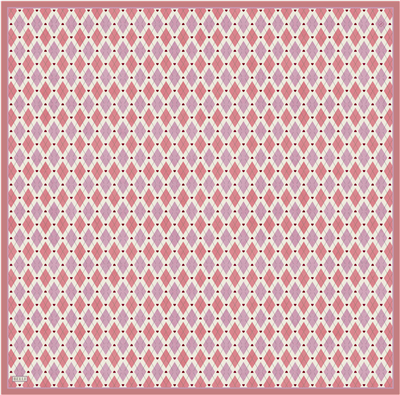 Pembe Geometrik Desen %100 Twill İpek Eşarp 4408-80