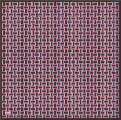 Pembe Geometrik Desen %100 Twill İpek Eşarp 4407-31