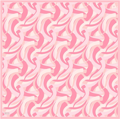 Pembe Geometrik Desen %100 Twill İpek Eşarp 4327-56