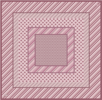 Pembe Geometrik Desen %100 Twill İpek Eşarp 4423-04