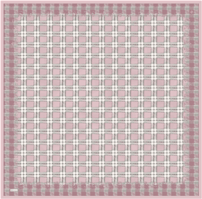 Pembe Geometrik Desen %100 Twill İpek Eşarp 4421-81