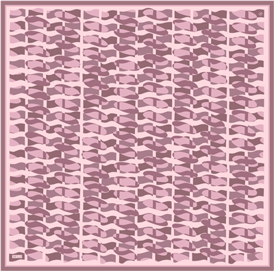 Pembe Geometrik Desen %100 Twill İpek Eşarp 4420-03