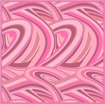 Pembe Geometrik Desen %100 Twill İpek Eşarp 4311-81