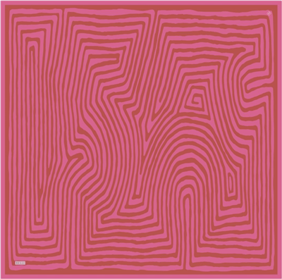 Pembe Geometrik Desen %100 Twill İpek Eşarp 4325-57