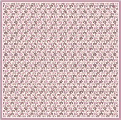 Pembe Geometrik Desen %100 Twill İpek Eşarp 4402-06