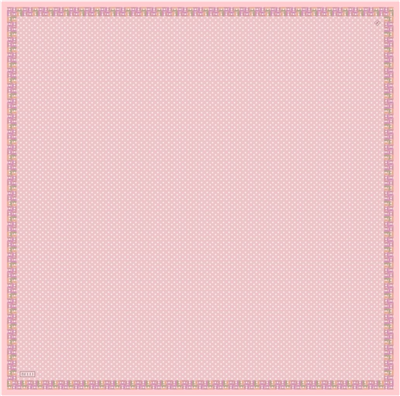 Pembe Klasik Desen %100 Twill İpek Eşarp 4326-01