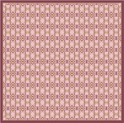 Pembe Klasik Desen %100 Twill İpek Eşarp 4328-02