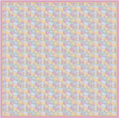 Pembe Obje Desen %100 Twill İpek Eşarp 4313-52