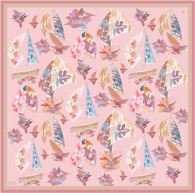 Pembe Obje Desen %100 Twill İpek Eşarp 4316-01