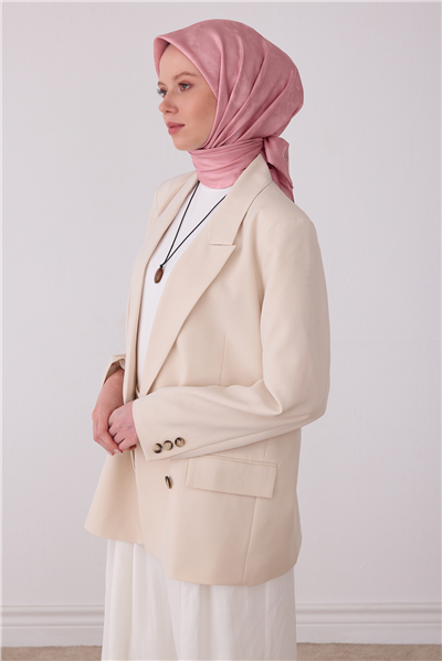 Pembe Soyut Desen %100 Twill İpek Eşarp 4428-01