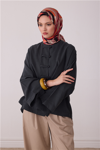 Pembe Soyut Desen %100 Twill İpek Eşarp 4414-32